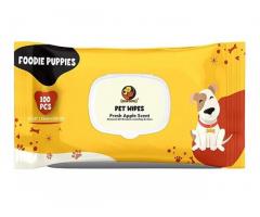 Foodie Puppies Pet Wipes for Dogs, Puppies with Fresh Apple Scent