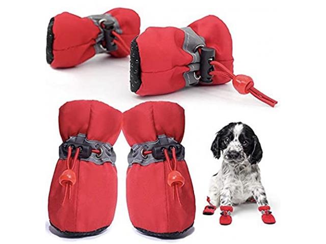 KUTKUT Winter Warm Fleece Dog Boots Paw Protector - 1/2