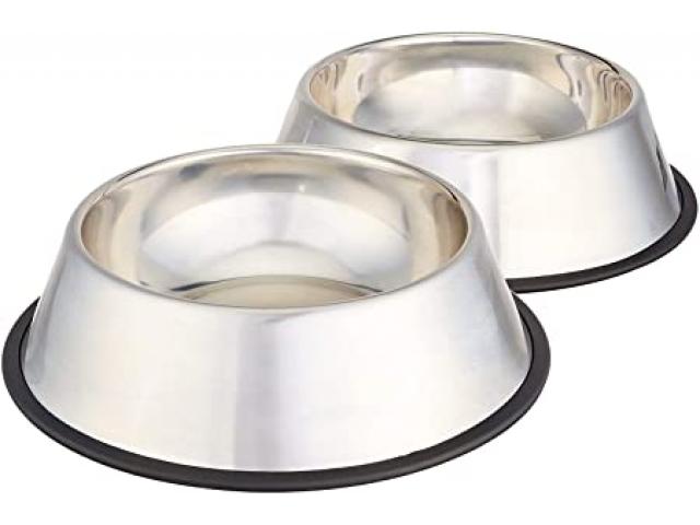 AmazonBasics Stainless Steel Dog Bowl - Set of 2 - 1/1
