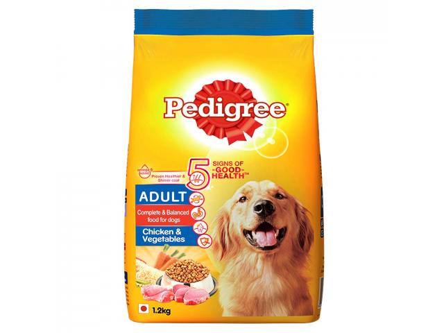 Pedigree Adult Dry Dog Food - Chicken & Vegetables, 1.2kg Pack - 1/3
