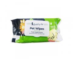 Pet Needs Wet Pet Wipes for Dogs, Puppies & Pets - Apple Scent 6"x 8" - Pack of 100 Wipes