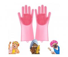 Gadgetbite Pet Wash Gloves Magic Silicon Gloves for Dogs and Cats with Scrubber for Pet Grooming