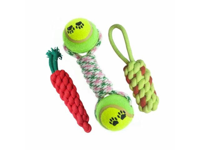 Pet Needs Combo of 3 Durable Pet Teeth Cleaning Chewing Biting Knotted Small Puppy Toys - 1/1