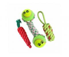 Pet Needs Combo of 3 Durable Pet Teeth Cleaning Chewing Biting Knotted Small Puppy Toys - 1