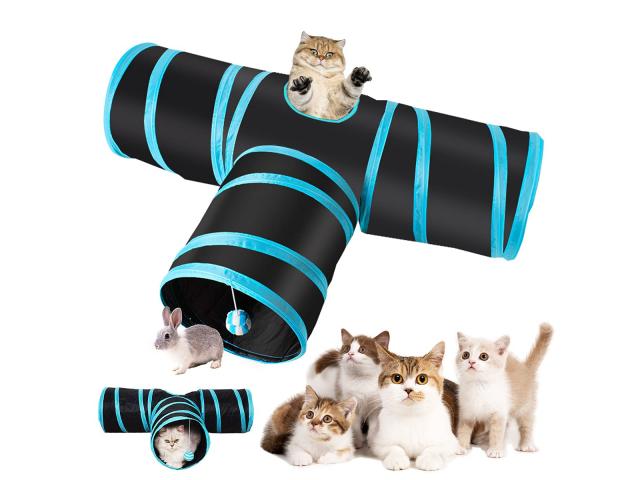 Futurekart Foldable Pet Cat Toy with Ball Tunnel - 1/2
