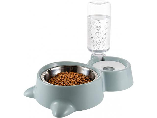 CREDLY 2 in 1 Bowl Water and Food Dog Cat Feeder - 2/3