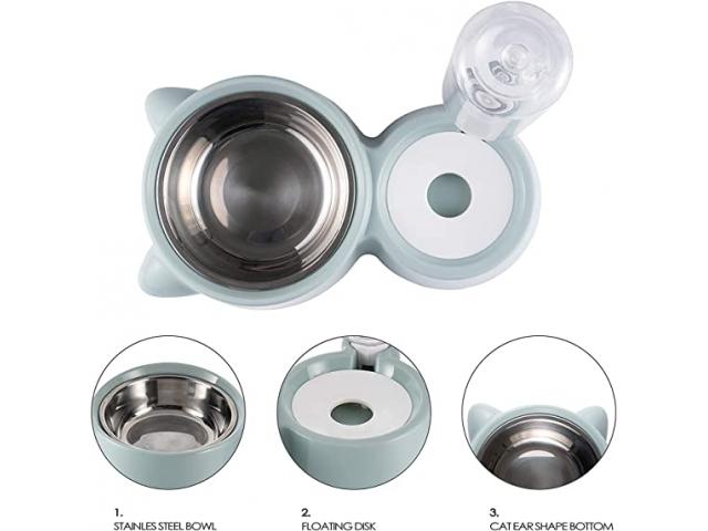 CREDLY 2 in 1 Bowl Water and Food Dog Cat Feeder - 3/3