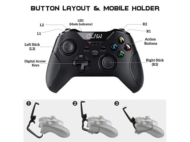 CLAW Shoot Bluetooth Mobile Gamepad Controller for Mobile, Tablet, PC - 1/1