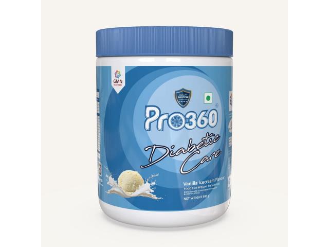 Pro360 Diabetic Care Vanilla Flavour Protein Powder for Dietary Management of Diabetes - 1/2