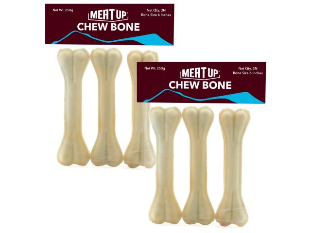 Meat Up Pressed Chew Bones, Dog Treats, 4 inches, (Buy 1 Get 1 Free) - 1/1