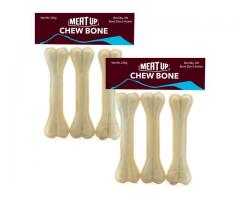 Meat Up Pressed Chew Bones, 6 inches - Pack of 3 Bones (Buy 1 Get 1 Free)