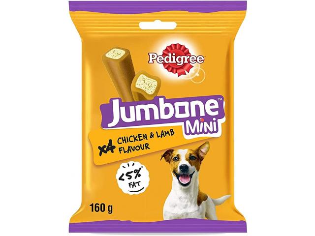 Pedigree Jumbone Mini Adult Dog Treat, Chicken & Lamb - 160 g Pack (4 Treats) - 1/2