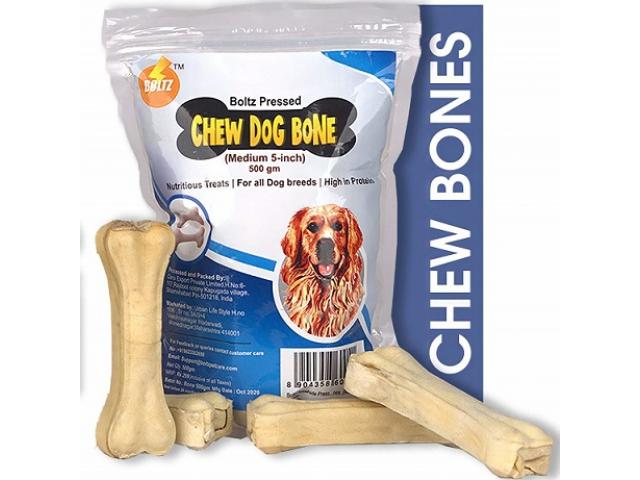 BOLTZ Adult Rawhide Pressed Dog Chew Bone, Chicken, 5 Inch Size Bone (500 GM) - 1/1