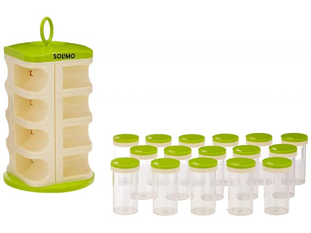 Amazon Brand - Solimo Revolving Plastic Spice Rack set (16 pieces) - 2/3