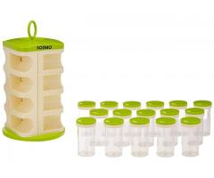 Amazon Brand - Solimo Revolving Plastic Spice Rack set (16 pieces)