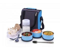 Global Mall Stainless Steel Lunch Box 3 Container and 1 Casserole Set