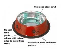 Sage Square Heavy Quality Round Shape Anti Skid Stainless Steel Food Drink Bowl for Pets - 2