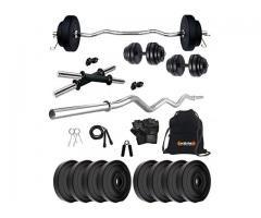 Kore PVC 10-40 Kg Home Gym Set with One 3 Ft Curl and One Pair Dumbbell Rods