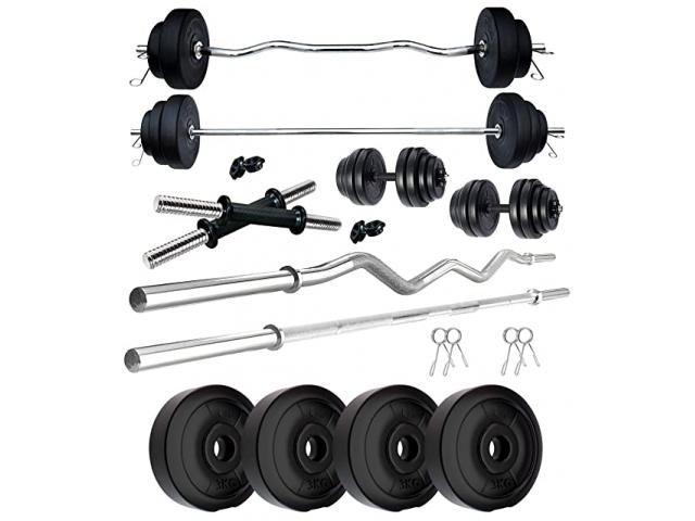 Kore PVC 8-50 Kg Home Gym Set with Gym Rods and One Pair Dumbbell Rods - 1/1