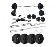 Kore PVC 8-50 Kg Home Gym Set with Gym Rods and One Pair Dumbbell Rods