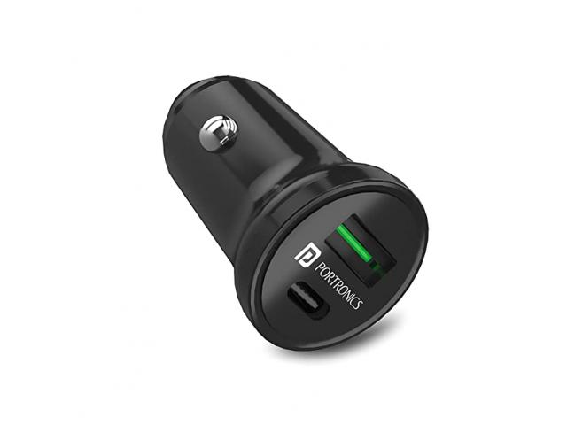 Portronics CarPower Mini Car Charger with Dual Output Fast Charging Type C - 1/1