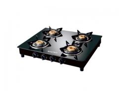Baltra Glimmer Glass Top Gas Stove 4 Brass Burner Manual Ignition - 1